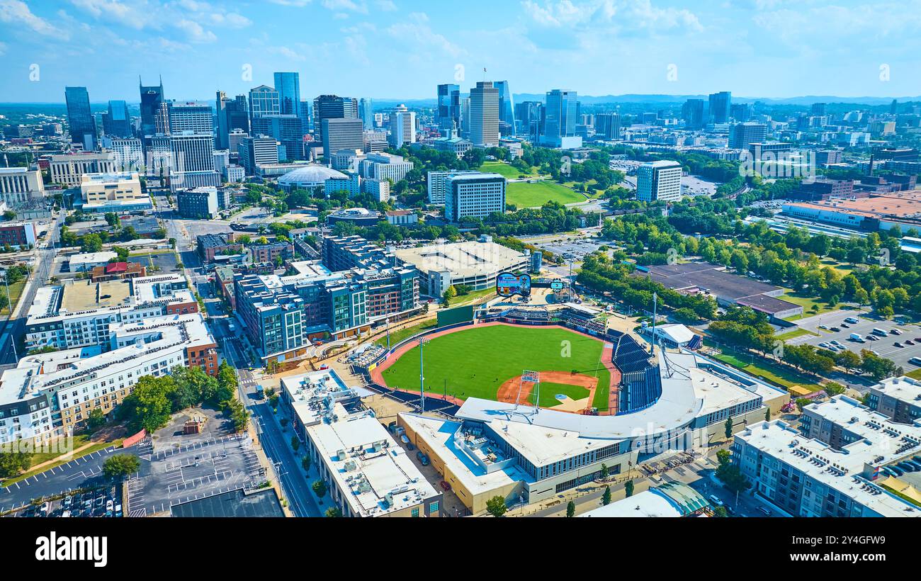 Vue aérienne du stade de base-ball de Nashville et de l'horizon Banque D'Images
