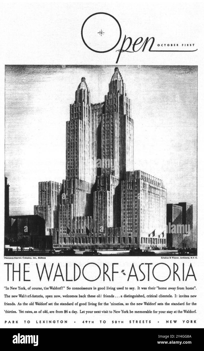 1931 The Waldorf-Astoria New York Hotel ad Banque D'Images