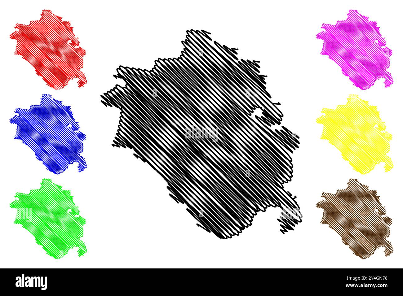 South Burnett Region (Commonwealth of Australia, Queensland State) illustration vectorielle, croquis griffonnant carte South Burnett Illustration de Vecteur