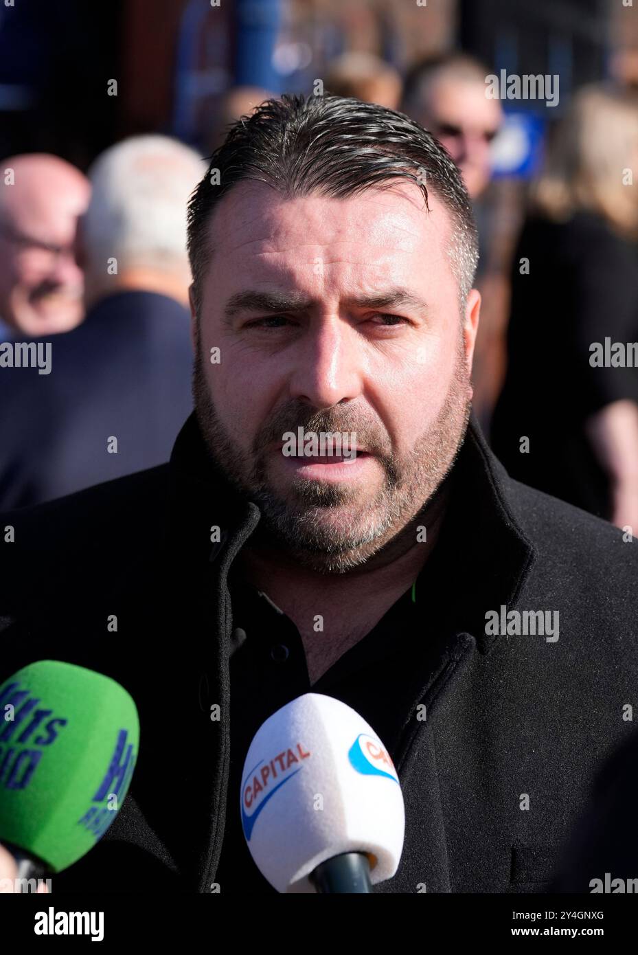 L'ancien joueur d'Everton, David Unsworth, à l'église St Luke, Liverpool, après un service commémoratif en mémoire de l'ancien joueur d'Everton Kevin Campbell décédé en juin, à l'âge de 54 ans. Date de la photo : mercredi 18 septembre 2024. Banque D'Images