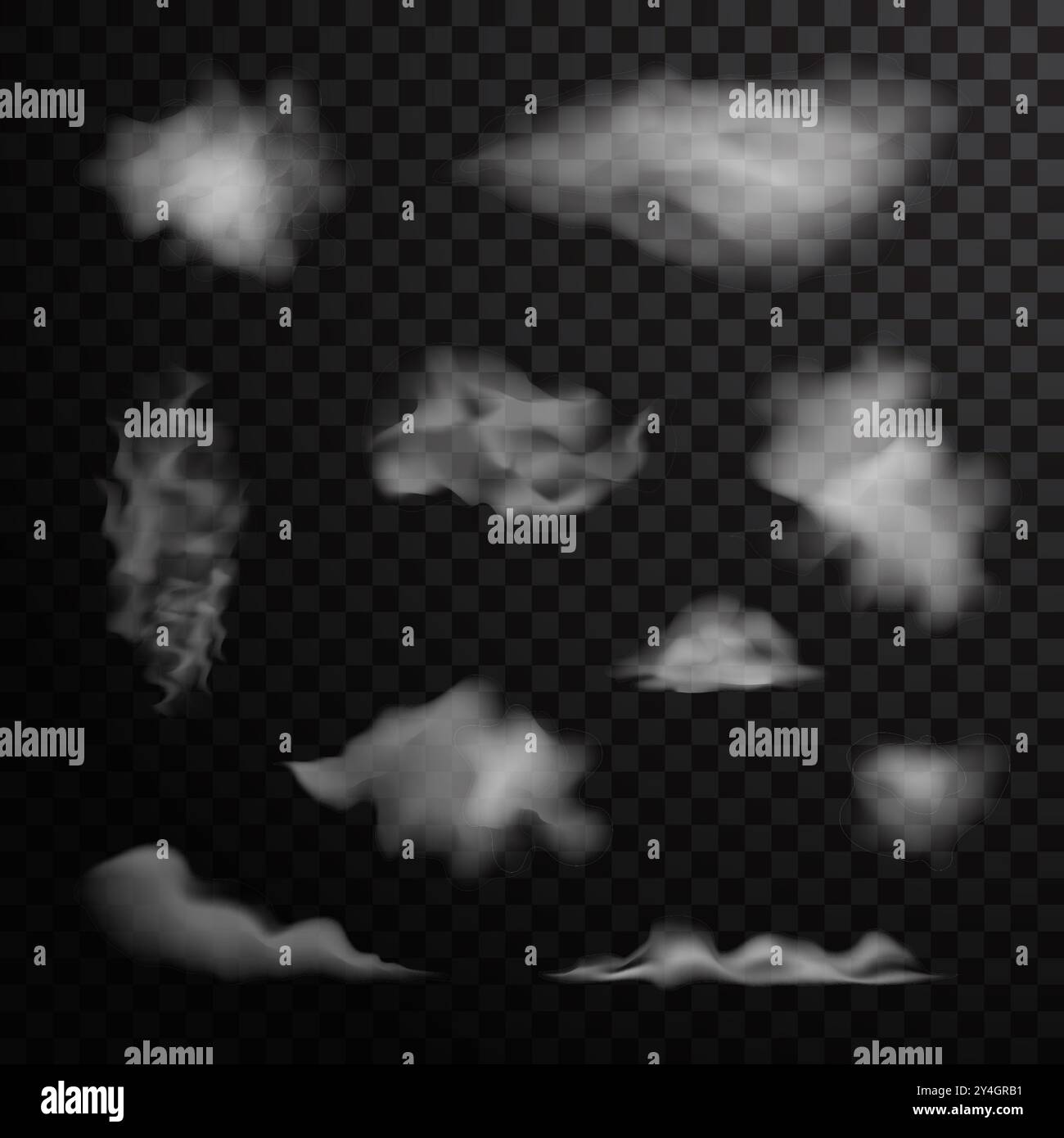 Nuages de brouillard ou de fumée. Brouillard ou smog isolé sur fond transparent Illustration de Vecteur