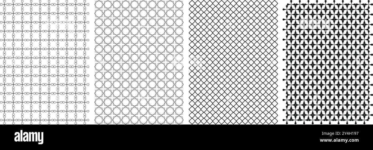 Fond de motif vectoriel abstrait géométrique sans couture, impressions uniques sans fin grises et blanches, ensemble de motifs textiles modernes pour les tissus. Illustration de Vecteur