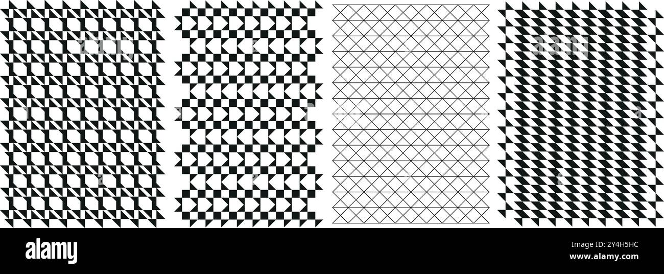 Fond de motif vectoriel abstrait géométrique sans couture, impressions uniques sans fin grises et blanches, ensemble de motifs textiles modernes pour les tissus. Illustration de Vecteur