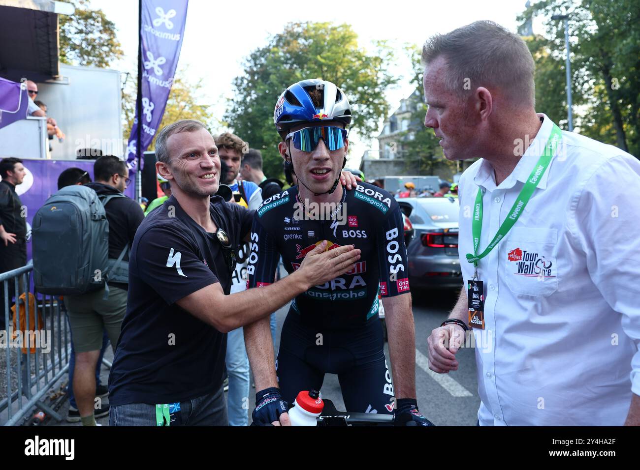 Namur, France. 18 septembre 2024. Espagnol Roger Adria de Red Bull-Bora-Hansgrohe et photographié après la course cycliste d'une journée Grand Prix de Wallonie 2024 (202, 3 km), de Blegny à la Citadelle de Namur, à Namur, le mercredi 18 septembre 2024. BELGA PHOTO DAVID PINTENS crédit : Belga News Agency/Alamy Live News Banque D'Images