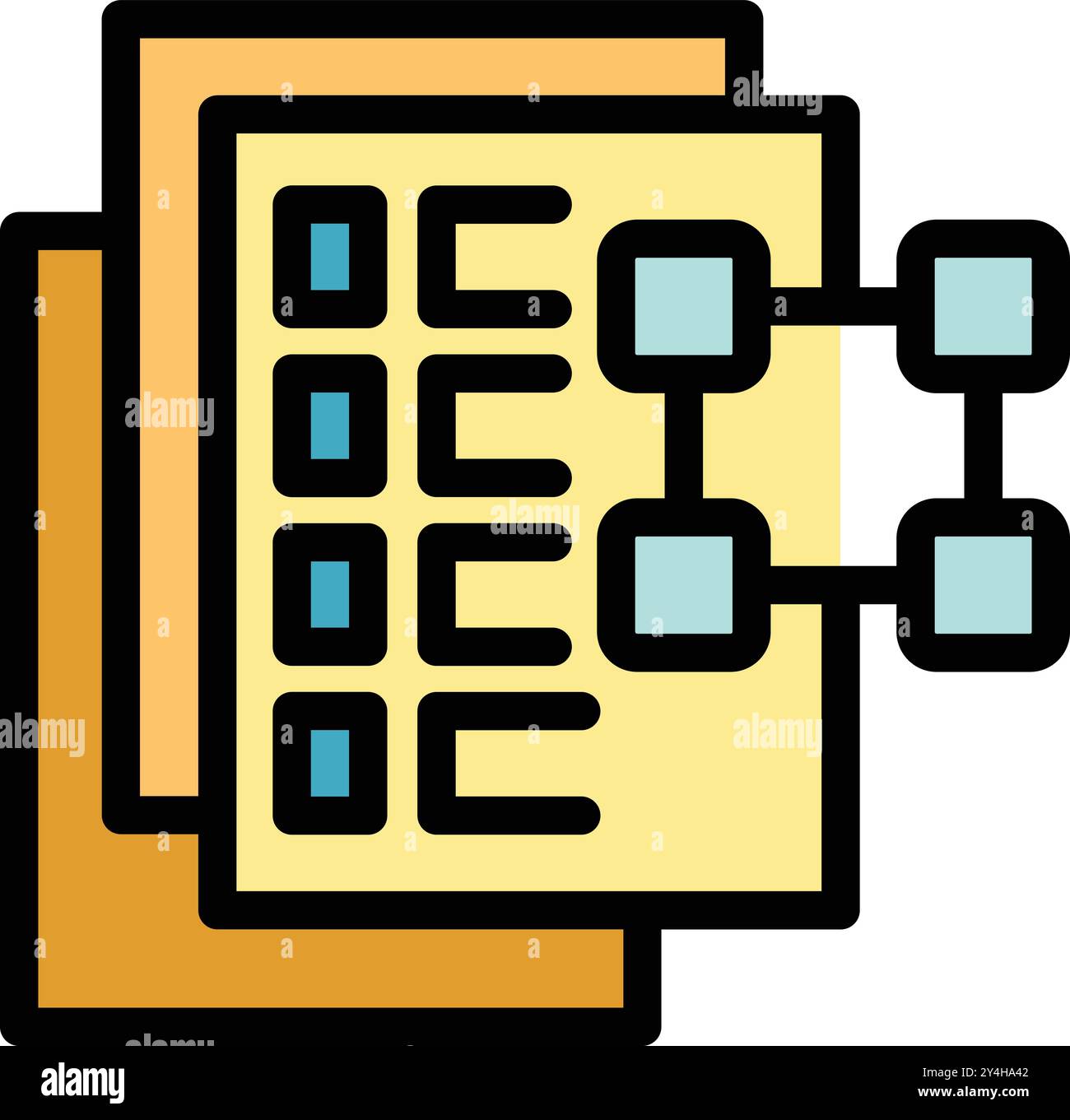 Cette icône représente le concept d'intégration de données et montre les différentes sources combinées Illustration de Vecteur