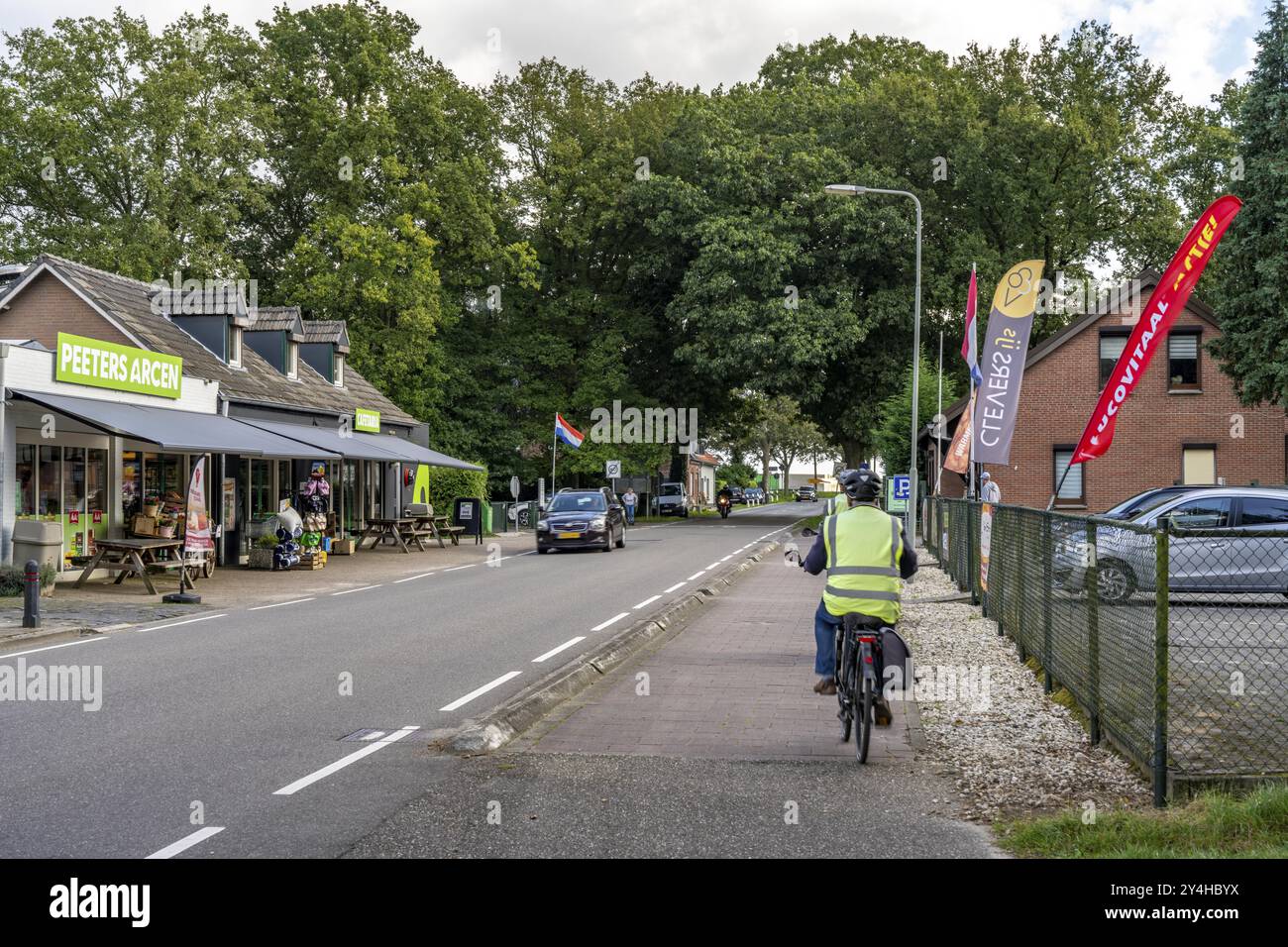 Frontière verte, passage de frontière sans contrôle, au nord de Straelen près d'Arcen NL, des pays-Bas à l'Allemagne, petit supermarché et snack bar dire Banque D'Images