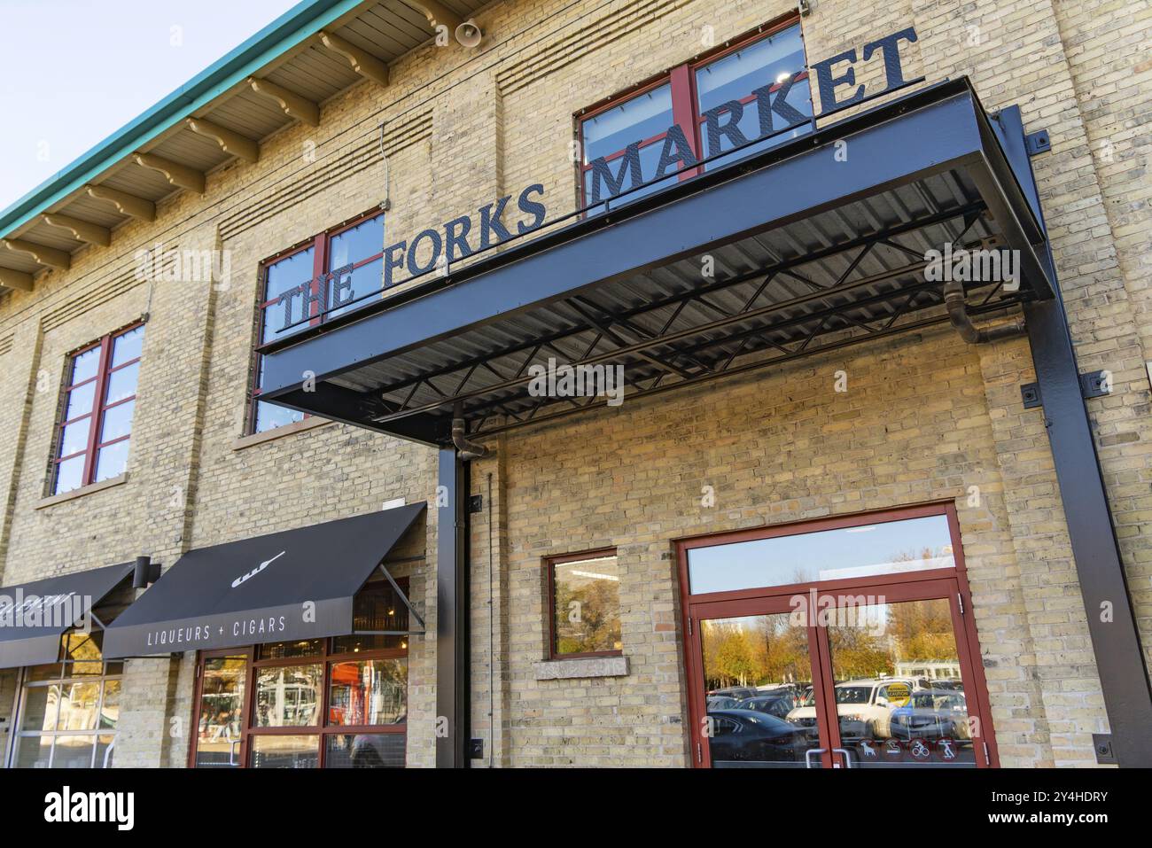Entrée du marché des fourches à Winnipeg, Canada, Amérique du Nord Banque D'Images