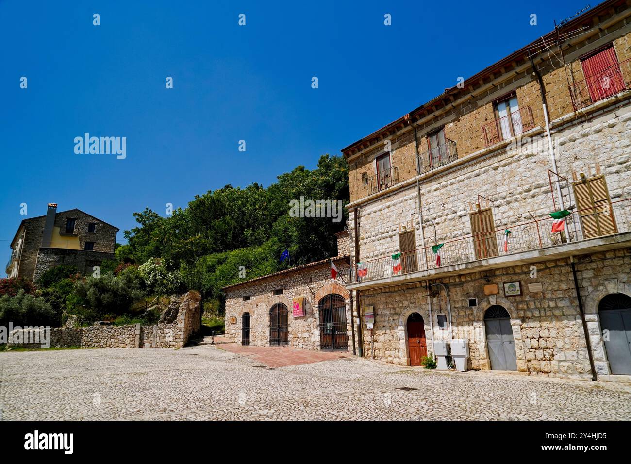 San Pietro Infine, village fantôme et parc de mémoire historique, Molise Italie Banque D'Images