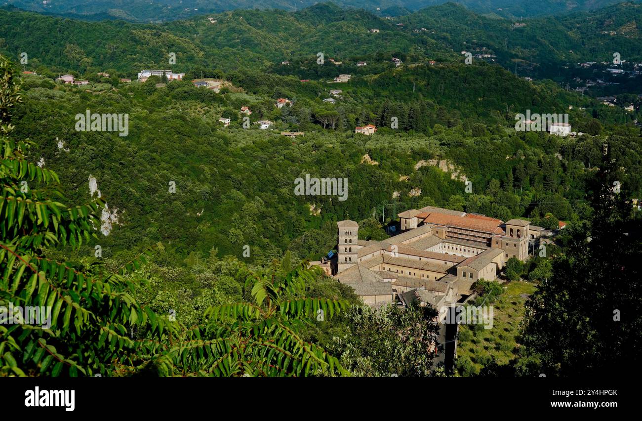 Panorama de l'ancien village de Subiaco, Rome, Italie Banque D'Images