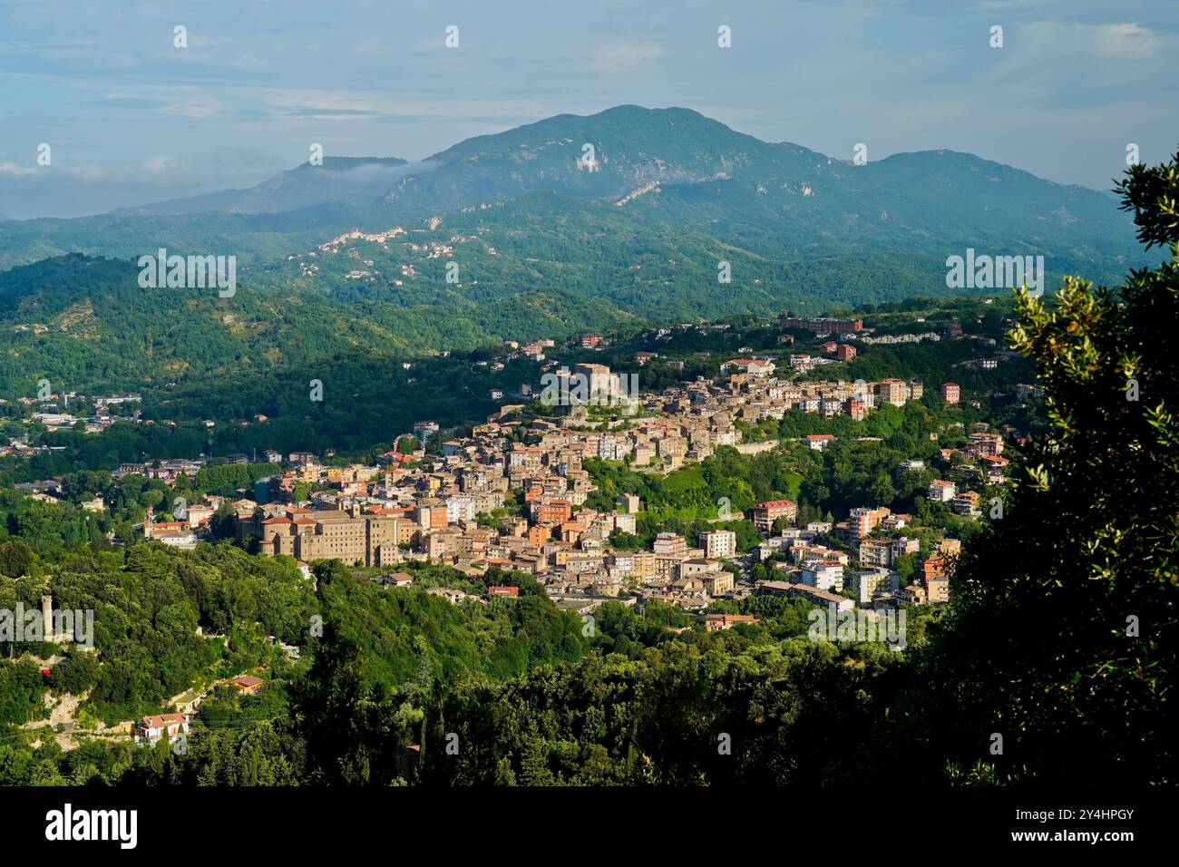 Panorama de l'ancien village de Subiaco, Rome, Italie Banque D'Images