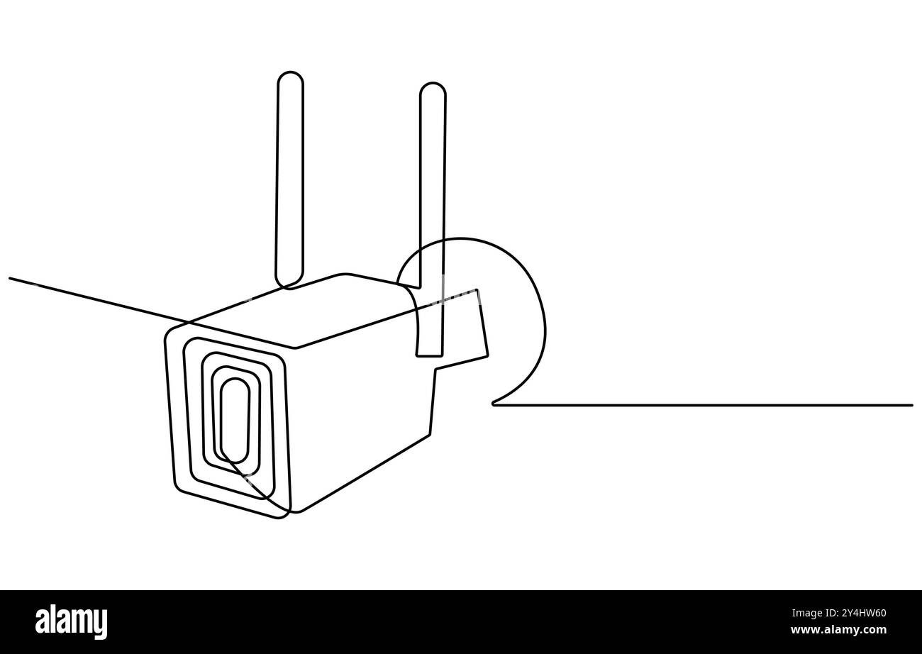 Dessin en ligne continue unique de CCTV pour surveiller les mouvements de trafic et améliorer les systèmes de sécurité. Illustration vectorielle de conception graphique de dessin d'une ligne Illustration de Vecteur