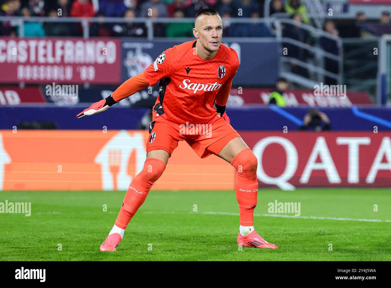 Bologne, Italie. 18 septembre 2024. Lukasz Skorupski du Bologna FC lors du match de football de la Ligue des Champions entre le Bologna FC et le FC Shakhtar Donetsk au stade Renato Dall'Ara à Bologne (Italie), le 18 septembre 2024. Crédit : Insidefoto di andrea staccioli/Alamy Live News Banque D'Images