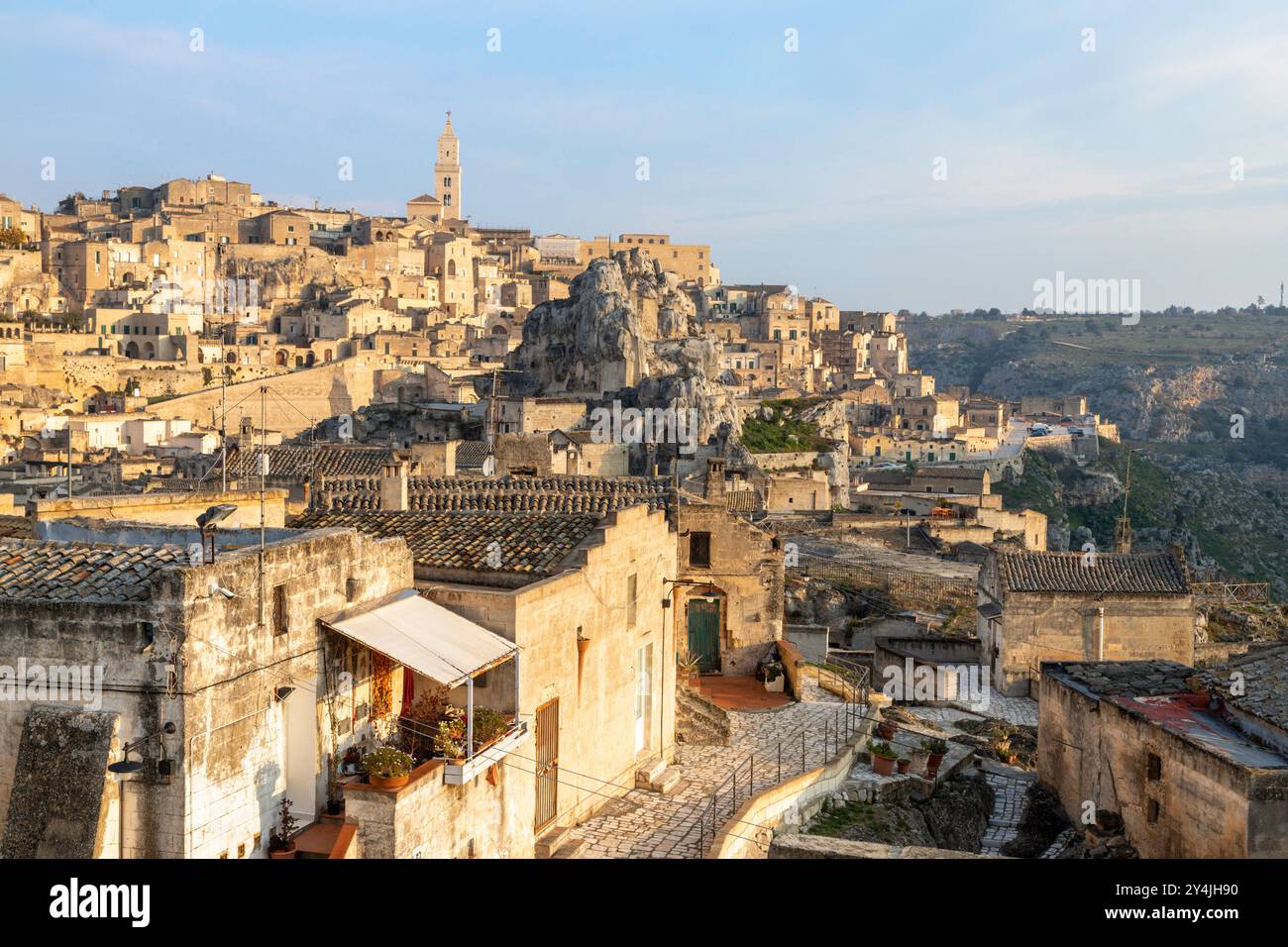 Matera - le paysage urbain dans la lumière du matin Banque D'Images
