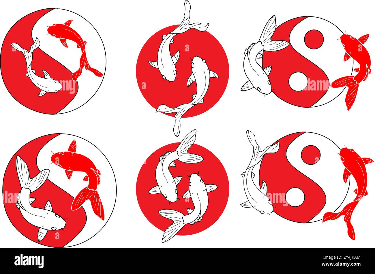 Symbole Yin-yang avec koi au lieu de cercles sans bordure. Illustration de Vecteur