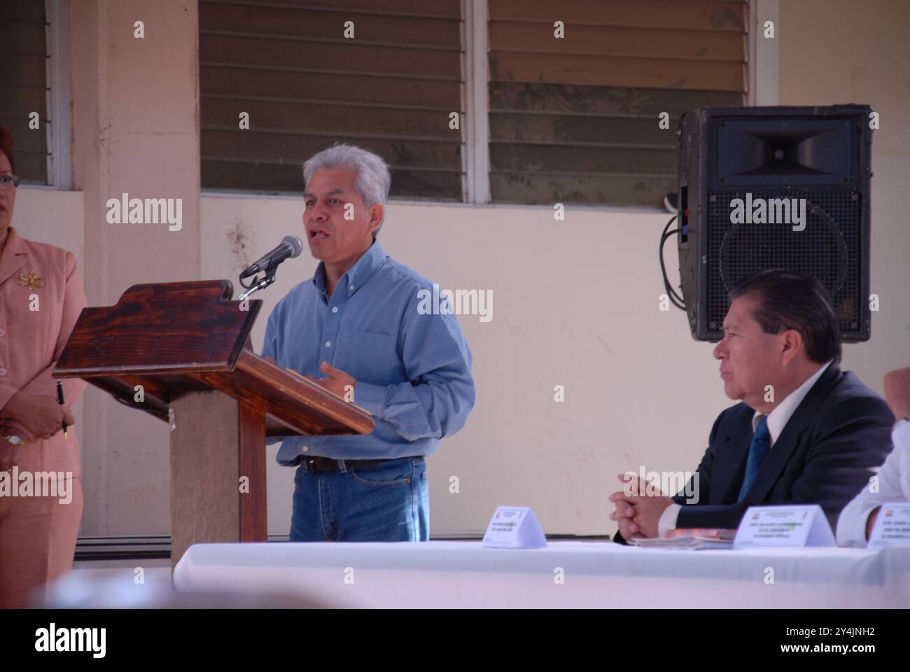 San Cristobal de las Casas, Chiapas, Mexique ; 11 08 2006 ; Un homme prononçant un discours. Banque D'Images