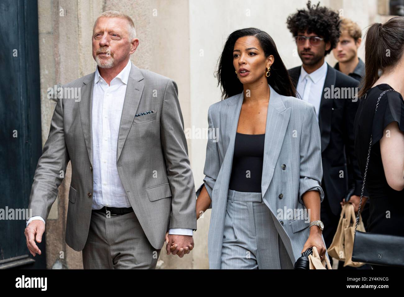 Milan, Italie. 18 septembre 2024. Boris Becker et Lilian de Carvalho Monteiro au défilé Boss pendant la Fashion week de Milan printemps/été 2025. (Photo de Stefano Costantino/SOPA images/Sipa USA) crédit : Sipa USA/Alamy Live News Banque D'Images