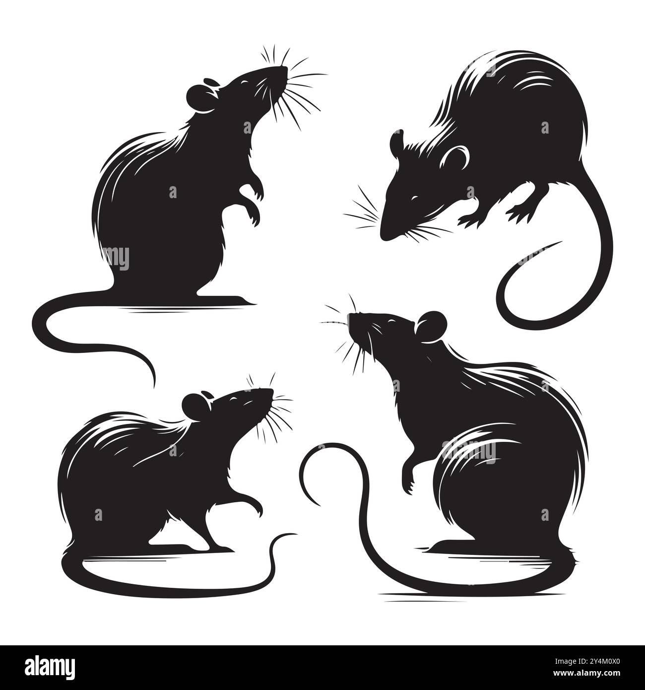 Ensemble de vecteur silhouette de rat sur un fond blanc Illustration de Vecteur