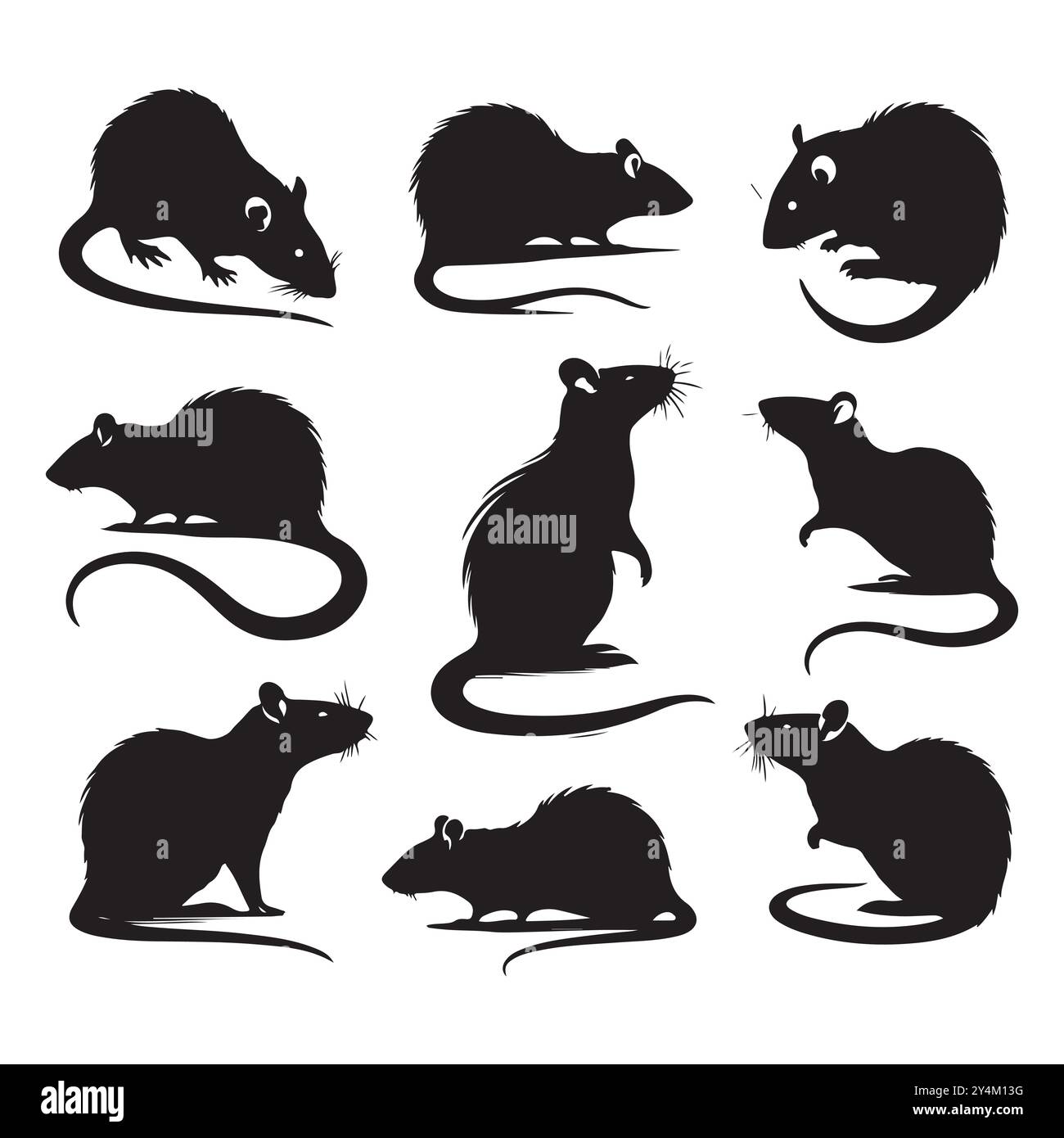 Ensemble de vecteur silhouette de rat sur un fond blanc Illustration de Vecteur