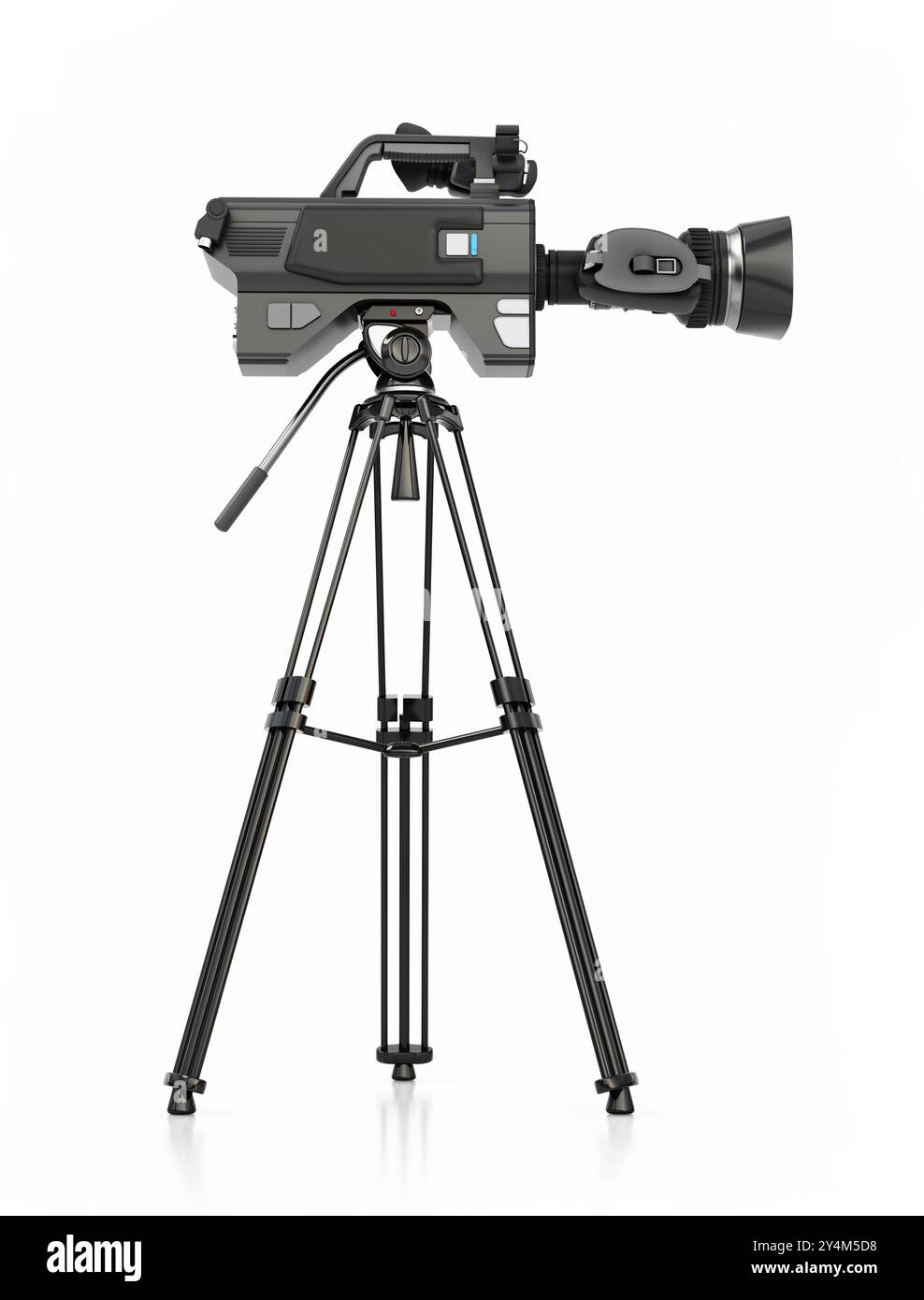 Trépied d'appareil photo professionnel isolé sur fond blanc. Illustration 3D. Banque D'Images