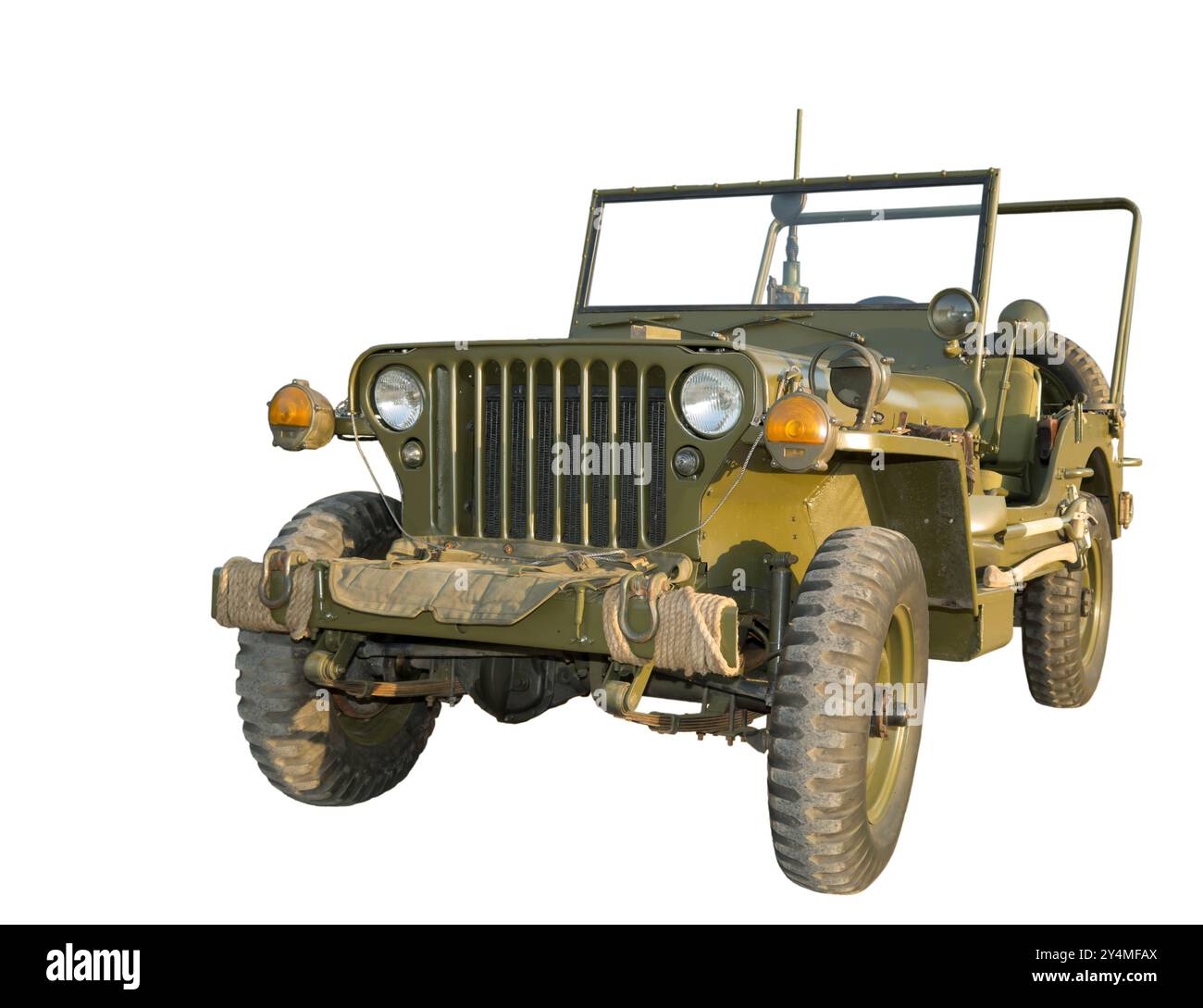 Militaire 'jeep' ( modèle des années 1940) la légendaire voiture de prêt-bail était l'auto de base pour l'état-major de l'officier soviétique pendant la Seconde Guerre mondiale.Est isolé sur le blanc. Banque D'Images