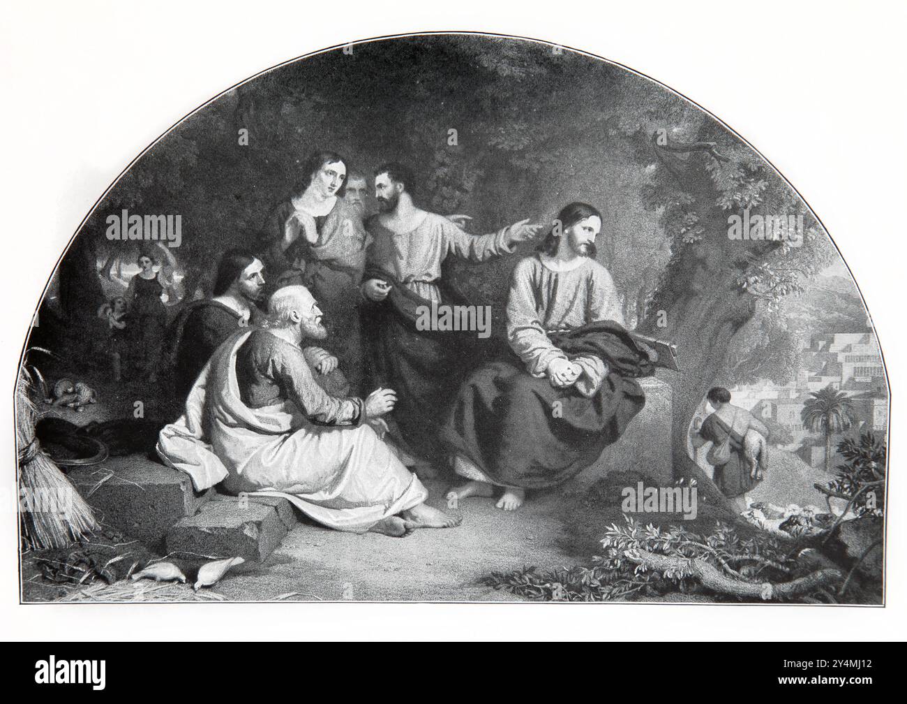 Jésus Christ pleurer sur Jérusalem (Évangile de Luc) d'après la peinture de Sir C. L Eastlake dans l'édition 1902 de la Bible de l'enfant imprimé Cassell and Co Banque D'Images