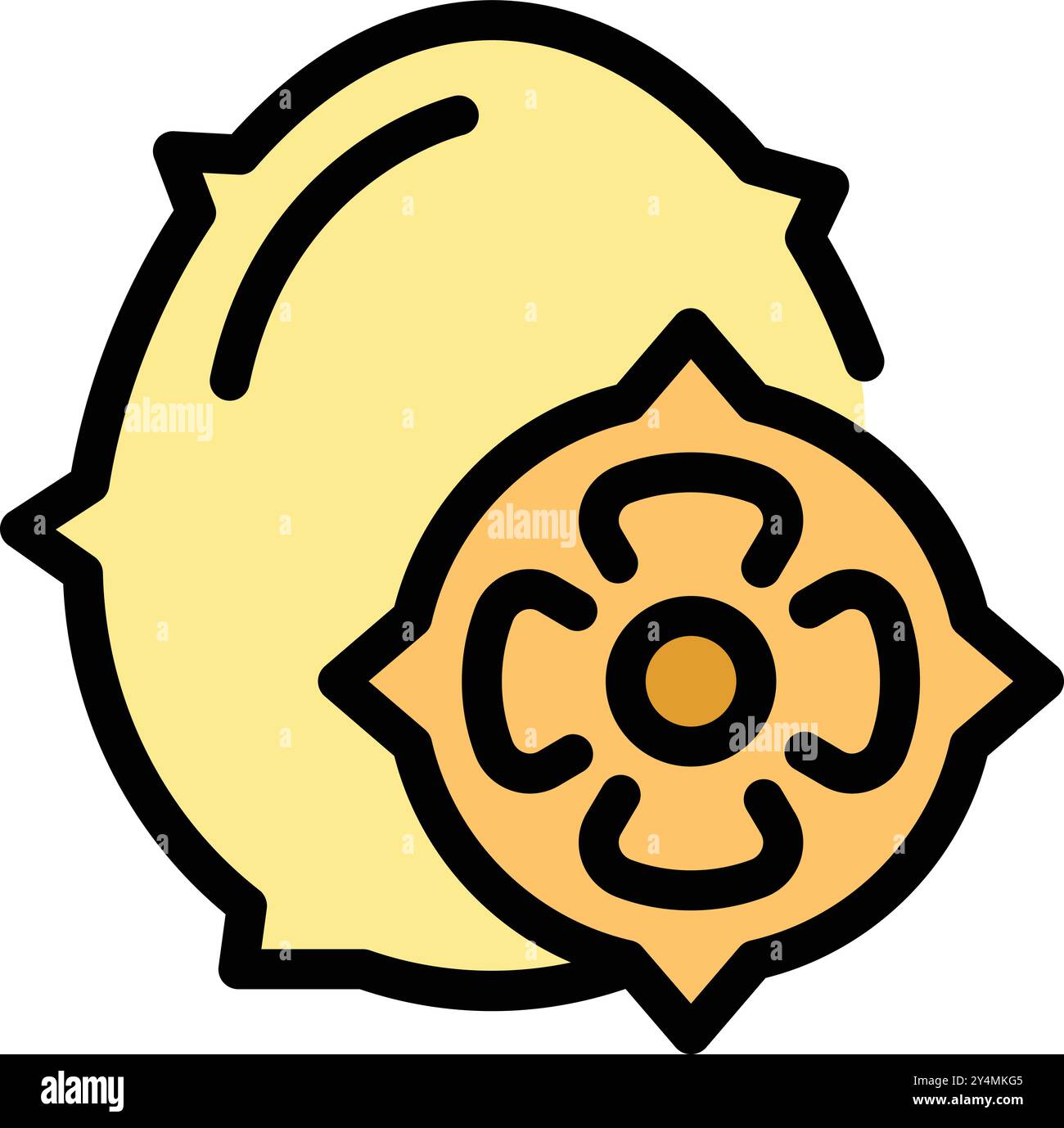 Icône simple d'un kiwano avec une coupe transversale montrant les graines et la pulpe Illustration de Vecteur