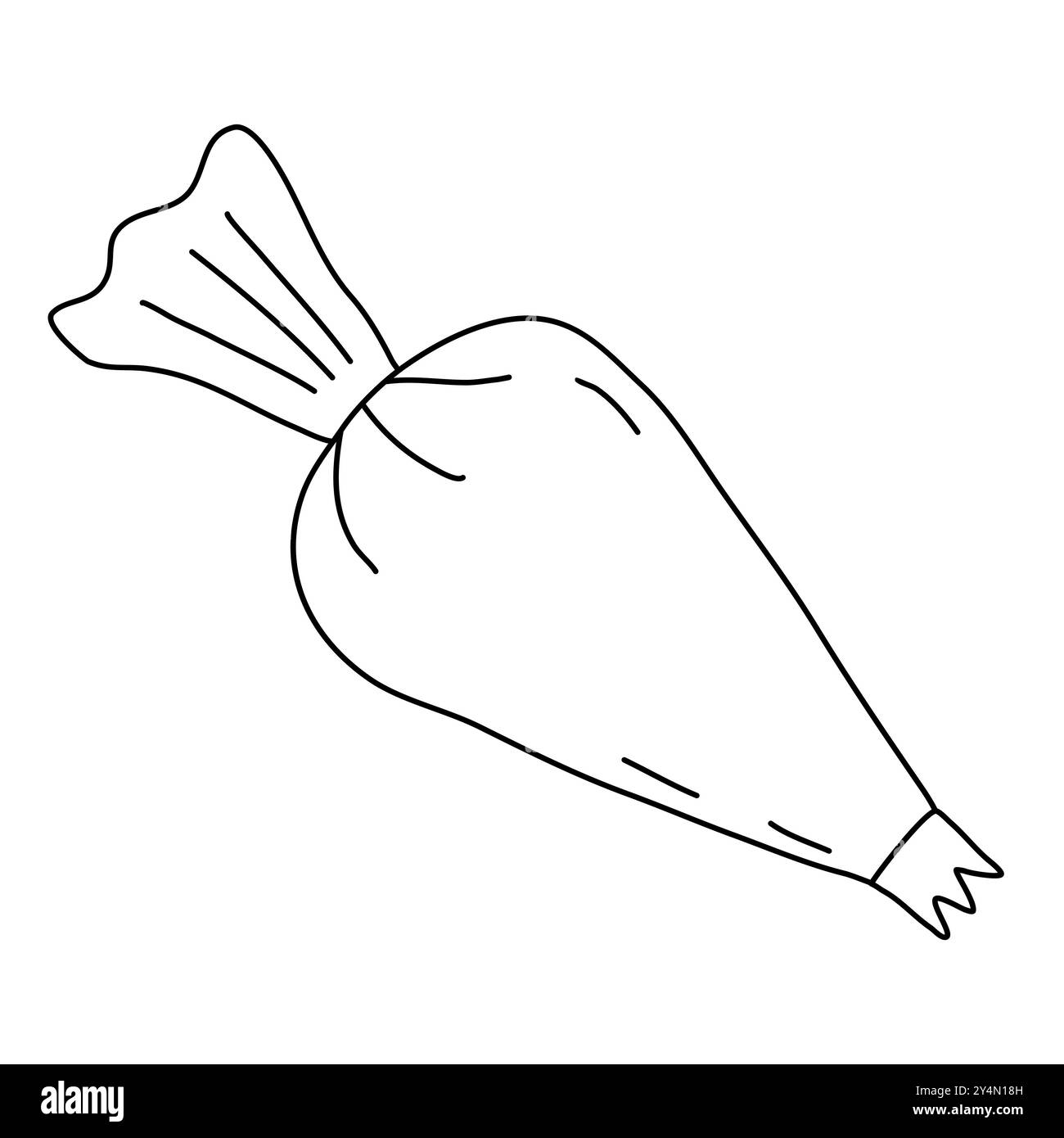 Sac à pâtisserie avec crème, illustration vectorielle plate de style doodle pour livre de coloriage pour enfants Illustration de Vecteur