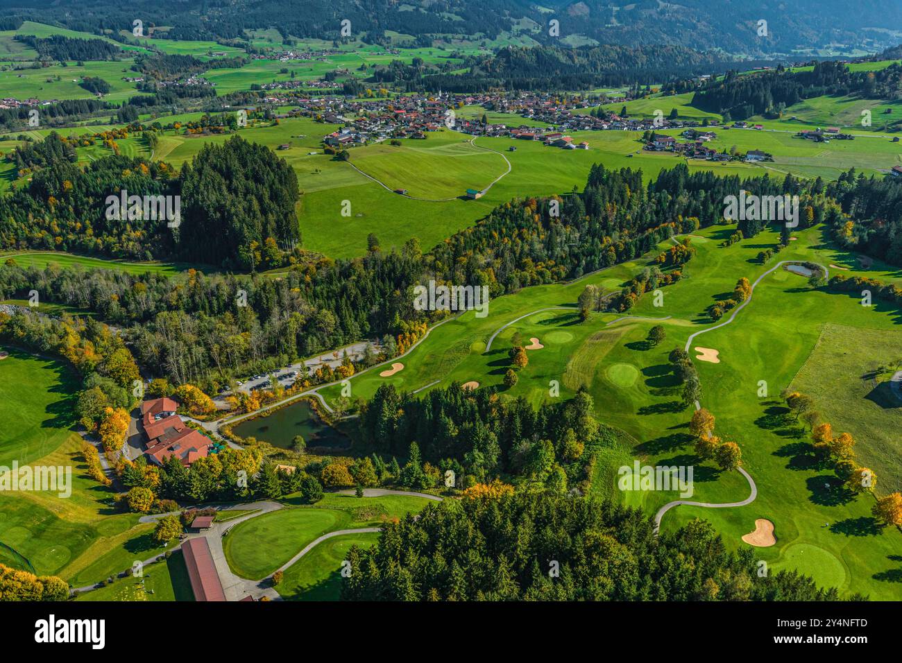 Ambiance d'automne idyllique dans le Allgäu près de Gundelsberg sur le parcours de golf de Oberallgäu Banque D'Images