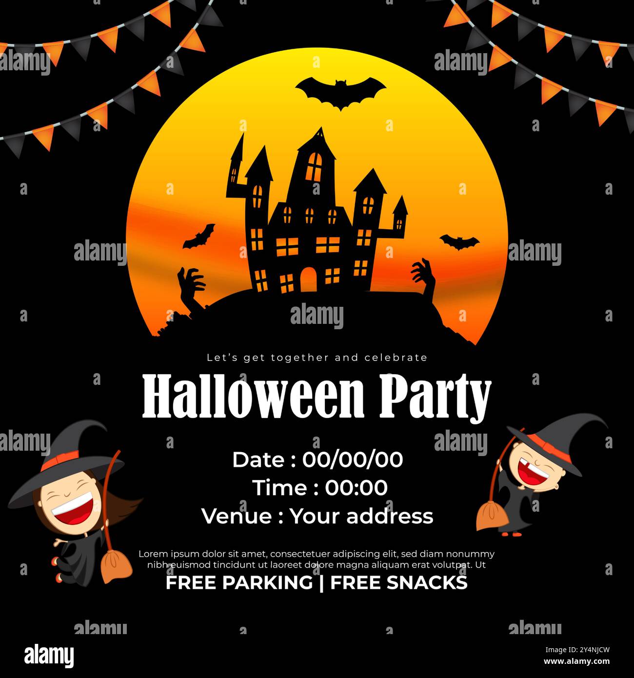 Illustration vectorielle du modèle de flux de médias sociaux d'invitation Happy Halloween Illustration de Vecteur