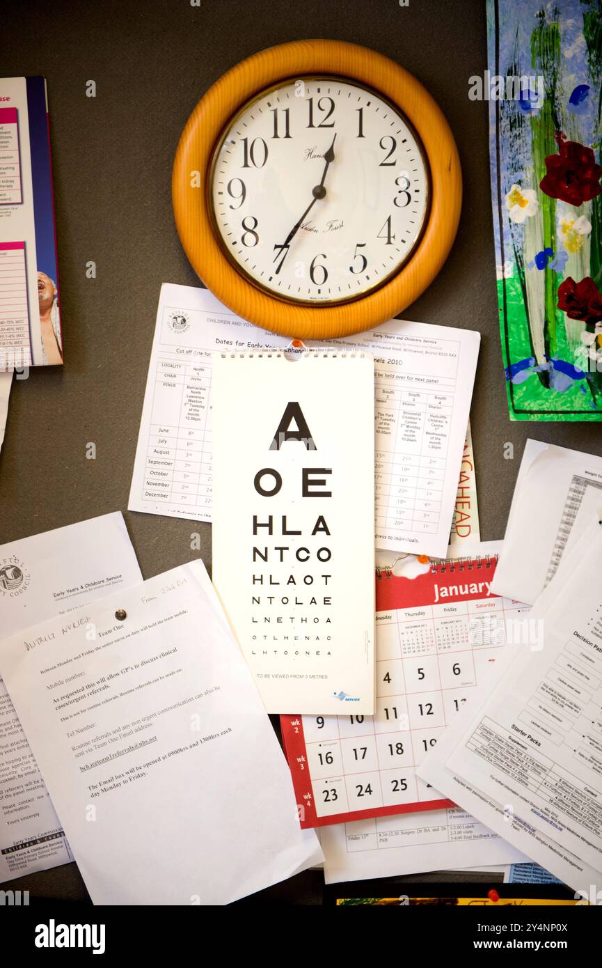 Tableau de test oculaire en chirurgie médicale, Royaume-Uni. Banque D'Images