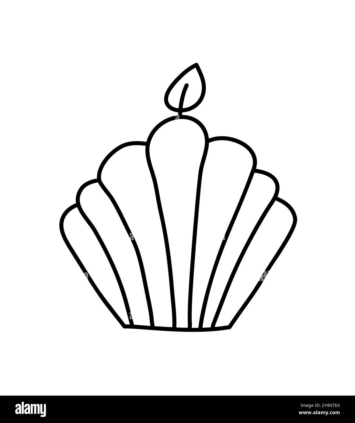 Bougie en coquille de style dopamine brûlant Doodle. Décor de chandelier de ligne esthétique dessiné à la main isolé sur fond blanc. Jour férié, Saint Valentin Illustration de Vecteur