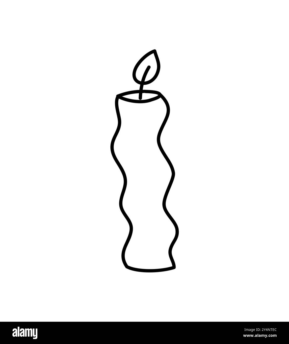 Bougie esthétique de décoration de ligne vectorielle de cire. Illustration colorée dessinée à la main. Délicat élément romantique de décor. Dessinez une bougie allumée chaleureuse Illustration de Vecteur