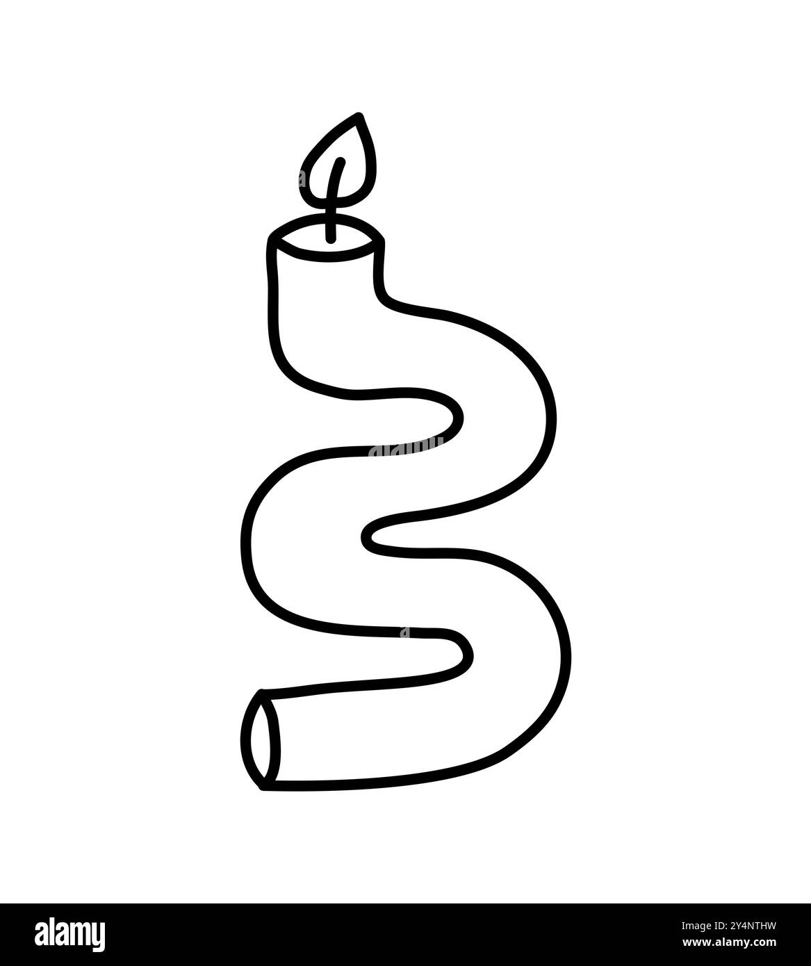 bougie de ligne dessinée à la main esthétique. Illustration plate de contour vectoriel coloré isolée sur fond. elément décoratif pour carte de voeux, bande Illustration de Vecteur
