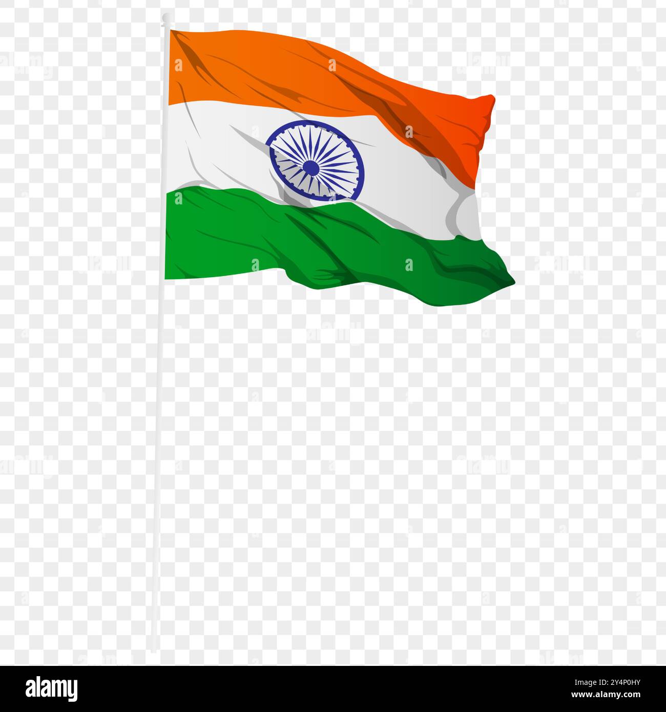 Illustration vectorielle du drapeau ondulé de l'Inde sur fond transparent Illustration de Vecteur