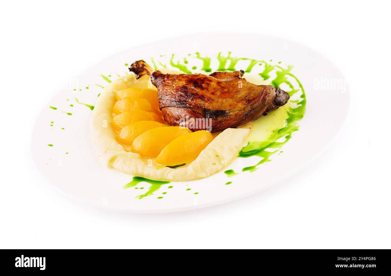 cuisse de canard confite avec purée de pommes de terre Banque D'Images