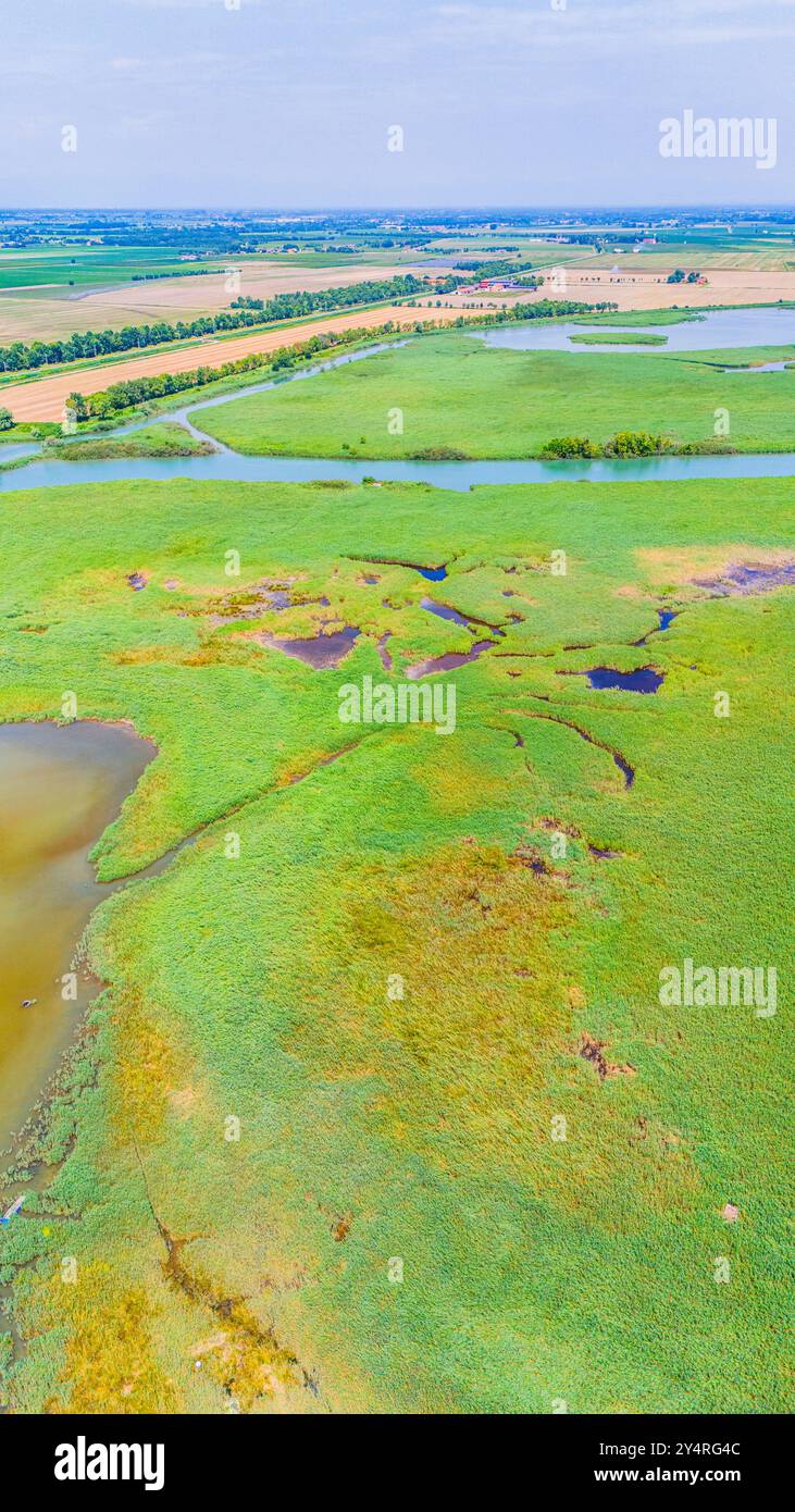 FOYERS DELLO STELLA, ITALIE – 22 JUILLET 2024 : réserve naturelle de l'embouchure de la rivière Stella, une zone naturelle protégée connue pour sa faune diversifiée Banque D'Images