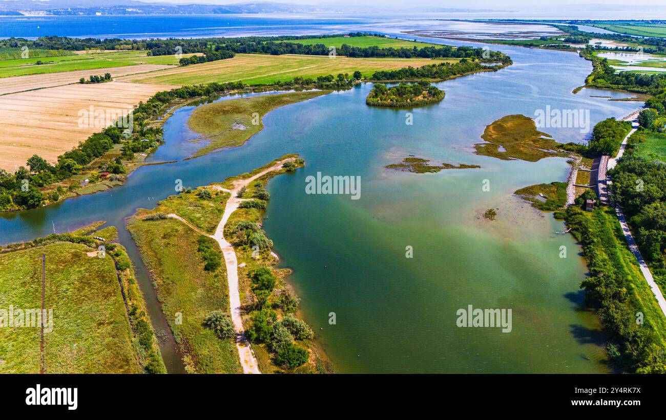 FOCE DELL'ISONZO, ITALIE – 22 JUILLET 2024 : réserve naturelle régionale de l'embouchure d'Isonzo, Isola della Cona Banque D'Images