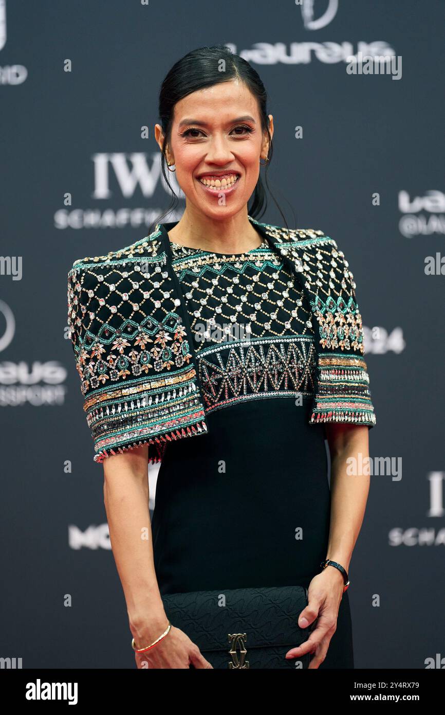 Nicol David participe aux Laureus World Sports Awards Madrid 2024 - tapis rouge au Palacio de Cibeles le 22 avril 2024 à Madrid, Espagne. Banque D'Images