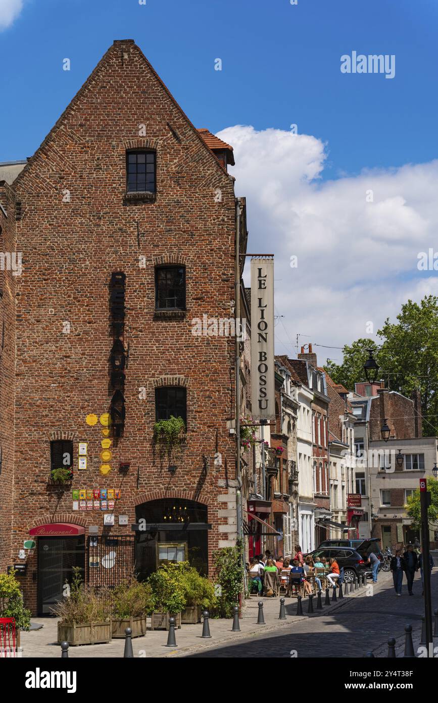 Vue sur la rue avec les touristes à Lille, France, Europe Banque D'Images