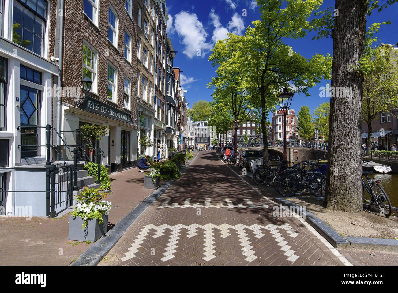 La vue sur la rue d'Amsterdam, Pays-Bas Banque D'Images