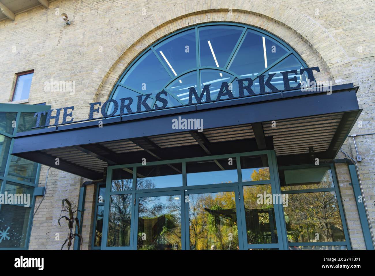 Entrée du marché des fourches à Winnipeg, Canada, Amérique du Nord Banque D'Images