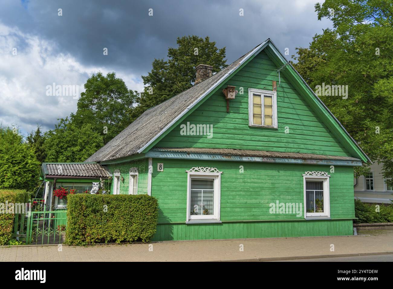 Une maison traditionnelle à Trakai, Lituanie, Europe Banque D'Images