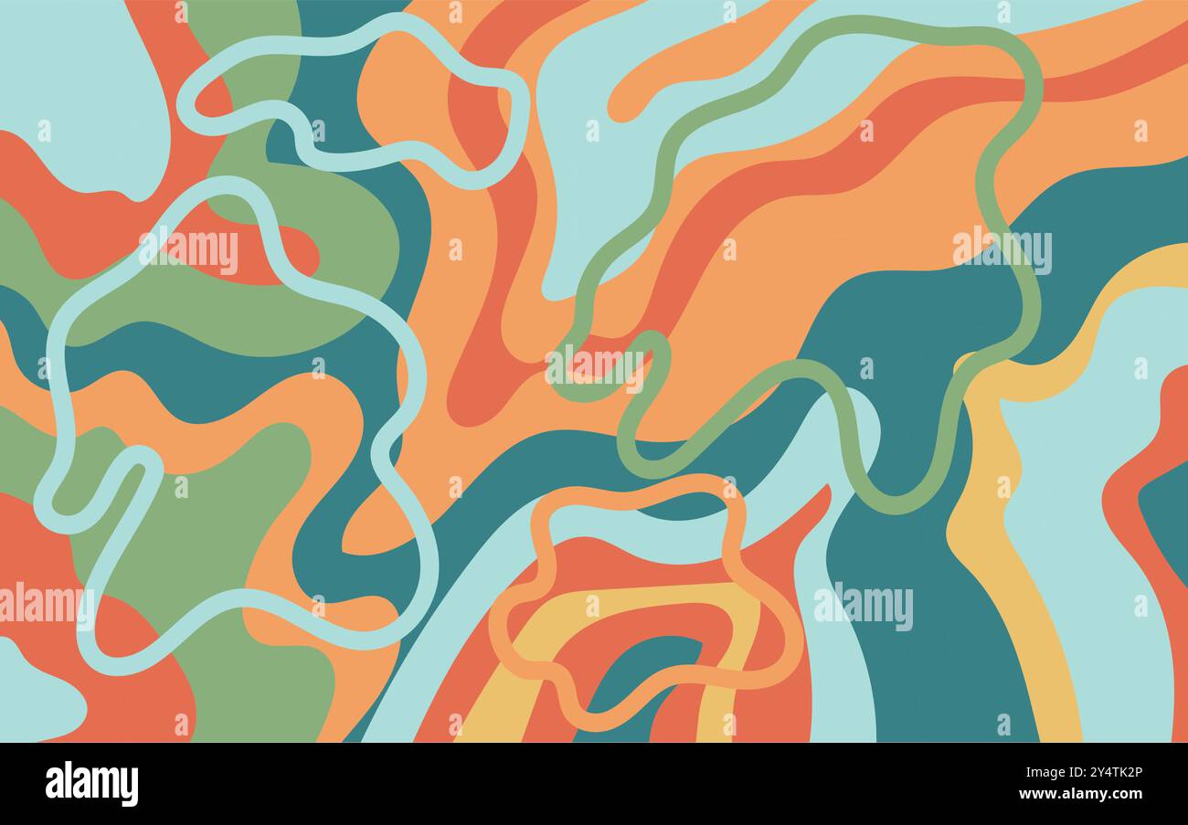 Fond abstrait avec des lignes ondulées colorées adaptées aux projets de conception graphique, aux bannières web, aux présentations et aux illustrations artistiques. Illustration de Vecteur