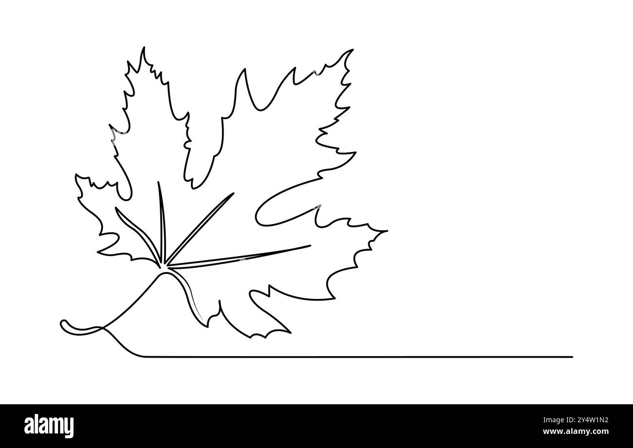 Maple Leaf, dessin au trait continu de la fête du Canada avec éléments de contour et de couleur modifiables Illustration de Vecteur