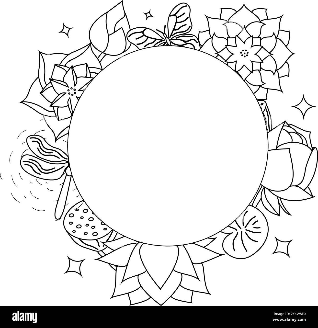 Fleur et feuille de Lotus, illustration botanique dessinée à la main avec dessin au trait sur fond blanc. Ensemble décoratif floral croquis. dessins de fleurs de lotus. Illustration de Vecteur