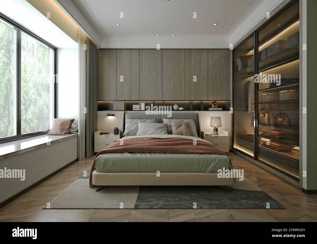 Rendu 3D chambre d'hôtel moderne Banque D'Images