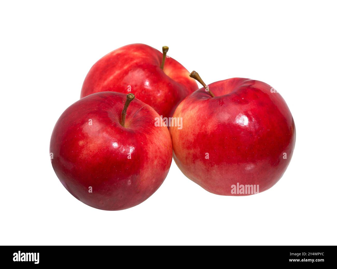 Pommes rouges ensemble isolé sur fond blanc. Banque D'Images