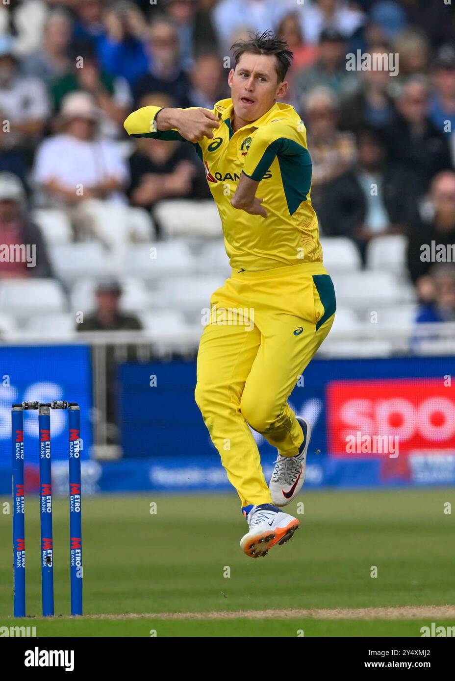 Nottingham, Royaume-Uni, 19 septembre 2024Trent Bridge Cricket Ground. Événement First Metro Bank One Day International match Angleterre vs Australie. Photo : Marnus LABUSCHAGNE (Australie) Bowling Credit : Mark Dunn/Alamy Live News Banque D'Images