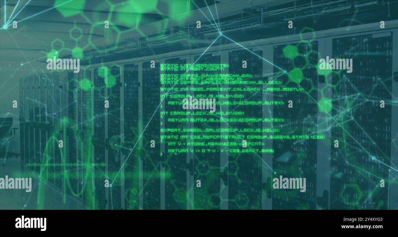 Image des connexions et du traitement des données sur des serveurs informatiques Banque D'Images