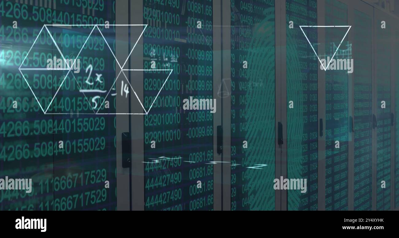 Image du traitement de données mathématiques sur des serveurs informatiques Banque D'Images